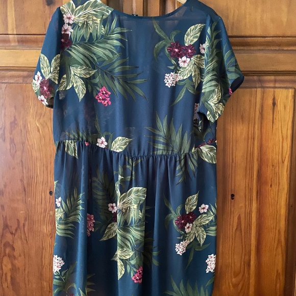 Torrid Tropical Floral Chiffon Hi Lo Babydoll Tunic Sheer Teal Size 0 - Picture 5 of 8
